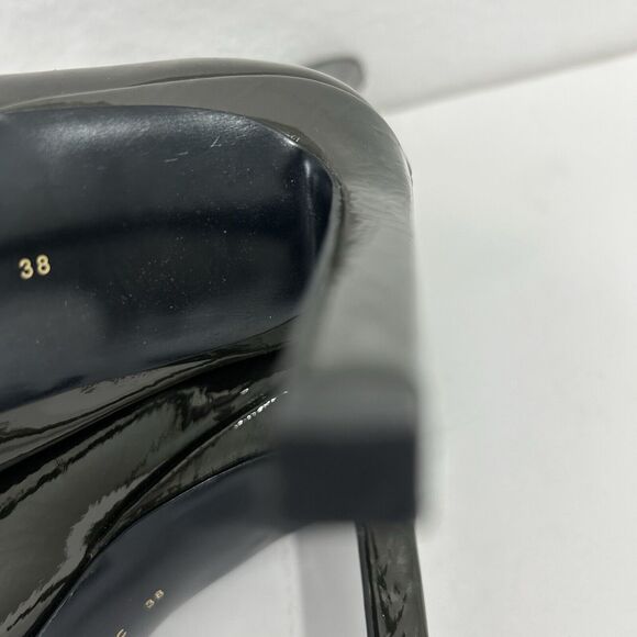 ZARA Trafaluc 38 / 7.5 Heel Ankle Boots Pointed Toe Green Faux Patent Leather - Picture 7 of 8